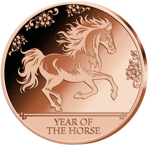 Monnaie YEAR OF THE HORSE Chinese Zodiac Signs 1 Oz Cuivre 20 Francs Gabon (PRÉCOMMANDE)