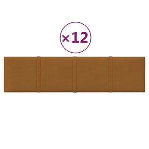 vidaXL Panneaux muraux 12 Pièces Marron 60x15 cm Velours 1 08 m²