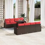 vidaXL Ensemble de Canapés avec coussin 9 Pièces Marron polyrotin