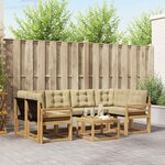 vidaXL Ensemble de canapés d'extérieur 7 Pièces Blanc et Beige