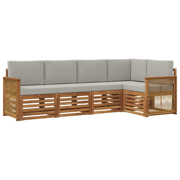 vidaXL Ensemble de canapés d'extérieur 4 pc Naturel et gris clair