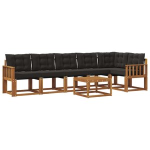 vidaXL Ensemble de canapés d'extérieur 7 pc Naturel et Noir