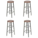 vidaXL Tabourets de bar lot de 4 argenté et marron MDF