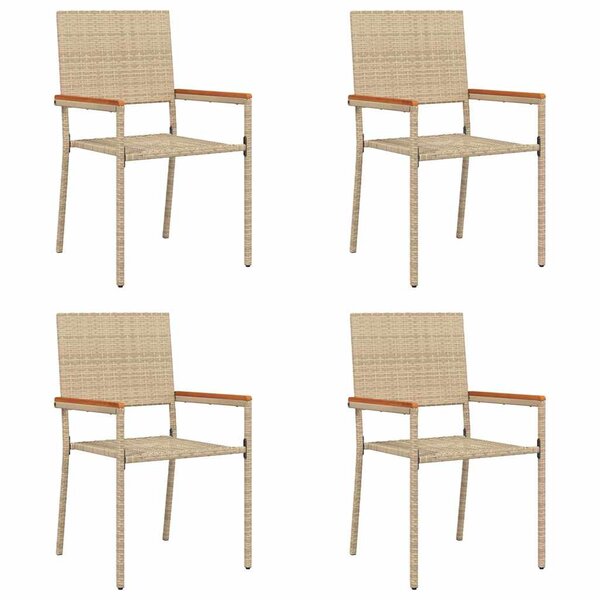 vidaXL Chaises empilables de jardin 4 Pièces Crème  Marron