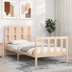 vidaXL Cadre de lit avec tête de lit 90x190 cm bois massif