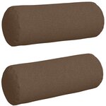 vidaXL Coussins d'accent 2 Pièces Marron Ø 25 x 70 cm tissu