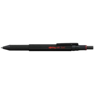 Stylo multifonction rOtring 600 Métal Noir - 3 en 1 Porte-mines et Stylo Bille Bleu Rouge ROTRING