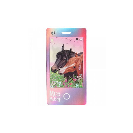 Carnet de notes forme smartphone image lenticulaire - chevaux noir marron