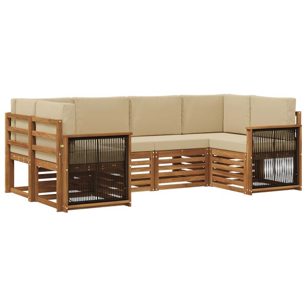 vidaXL Ensemble de canapé d'angle avec coussin 5 Pièces Naturel