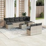 vidaXL Salon de jardin avec coussins 10 Pièces gris clair résine tressée