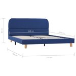 vidaXL Cadre de lit Bleu Tissu 140x200 cm