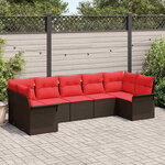vidaXL Ensemble de canapé de jardin 7 Pièces Marron Poly rotin