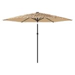 vidaXL Parasol de jardin avec LED et mât en acier marron 288x288x225cm
