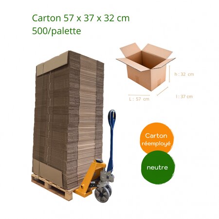 Palette de 500 cartons 57 x 37 x 32 Double cannelure