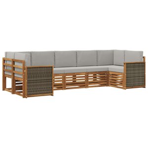 vidaXL Ensemble de canapés d'extérieur 6 pc Naturel et gris clair