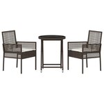 vidaXL Ensemble bistro de jardin 3 Pièces Marron Poly rotin