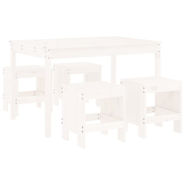 vidaXL Ensemble à manger de jardin 5Pièces blanc bois massif de pin
