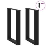 vidaXL Pieds de table à manger en U 2 pièces Noir 50 x (72-73) cm Acier