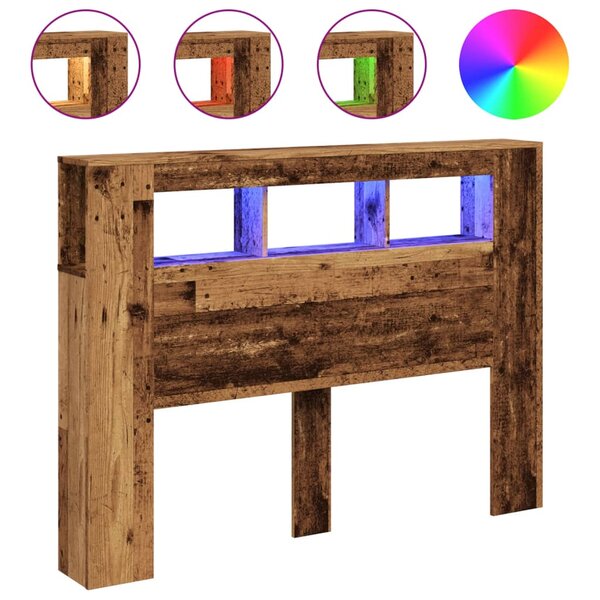 vidaXL Tête de lit à LED vieux bois 140x18 5x103 5cm bois d'ingénierie