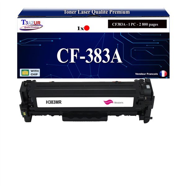 T3AZUR -Toner compatible avec CF383A 312X pour HP LaserJet Pro 400 color MFP M476dn M476dw M476nw - Magenta