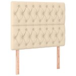 vidaXL Sommier à lattes de lit et matelas et LED Crème 90x200 cm Tissu