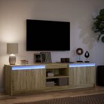 vidaXL Meuble TV avec LED chêne sonoma 180x34x50 cm bois d'ingénierie