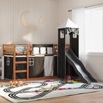 vidaXL Lit superposé sans matelas avec toboggan blanc noir 90x200 cm