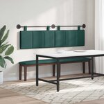 vidaXL Tête de lit suspendue Avec lumière LED Vert foncé Tissu