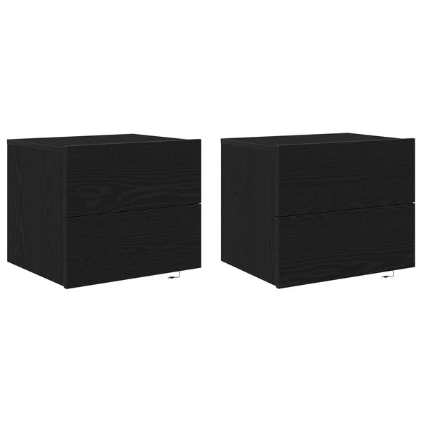 Armoires de chevet vidaXL avec lumières LED murales 2 Pièces Chêne noir