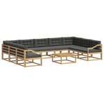 vidaXL Ensemble de canapés d'extérieur 10 Pièces Blanc et anthracite