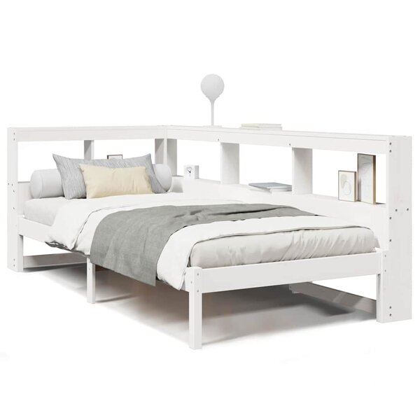 vidaXL Lit bibliothèque sans matelas blanc 90x200cm bois de pin massif