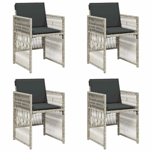 vidaXL Chaises de jardin avec coussins lot de 4 gris clair poly rotin