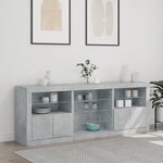 vidaXL Buffet avec lumières LED gris béton 181 5x37x67 cm