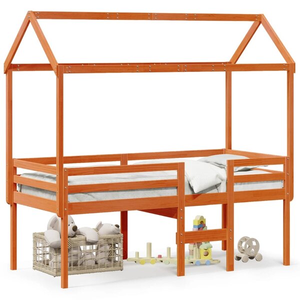 vidaXL Lit haut sans matelas cire marron 75x190 cm bois de pin massif