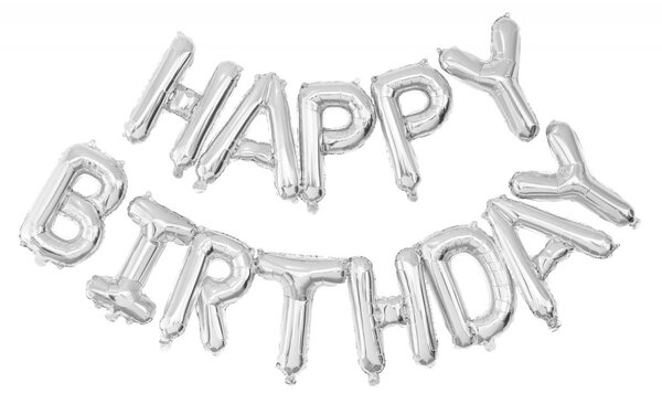 Ballon Mylar Happy Birthday argent
