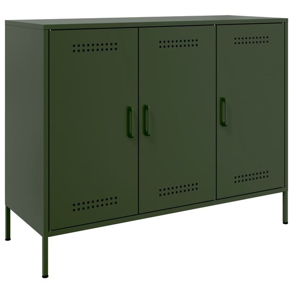 vidaXL Buffet vert olive 100 5x39x79 cm acier laminé à froid