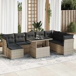 vidaXL Salon de jardin 9 Pièces avec coussins gris clair résine tressée