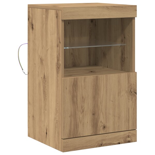Buffet vidaXL avec lumières LED Chêne Artisan 41x37x67 cm