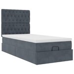vidaXL Cadre de lit ottoman avec matelas gris foncé 100x200 cm velours