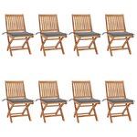 vidaXL Chaises pliables de jardin avec coussins lot de 8 Teck solide