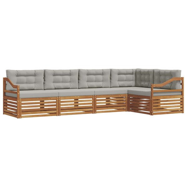 vidaXL Ensemble de canapés d'extérieur 5 pc Gris Naturel et Clair