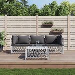 vidaXL Salon de jardin 4 Pièces avec coussins blanc acier