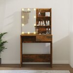 vidaXL Coiffeuse avec LED Chêne marron 74 5x40x141 cm