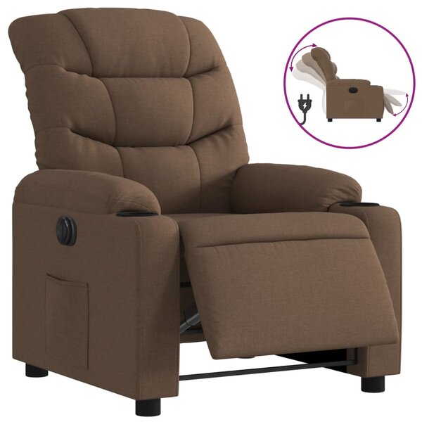 vidaXL Fauteuil inclinable électrique Marron Tissu