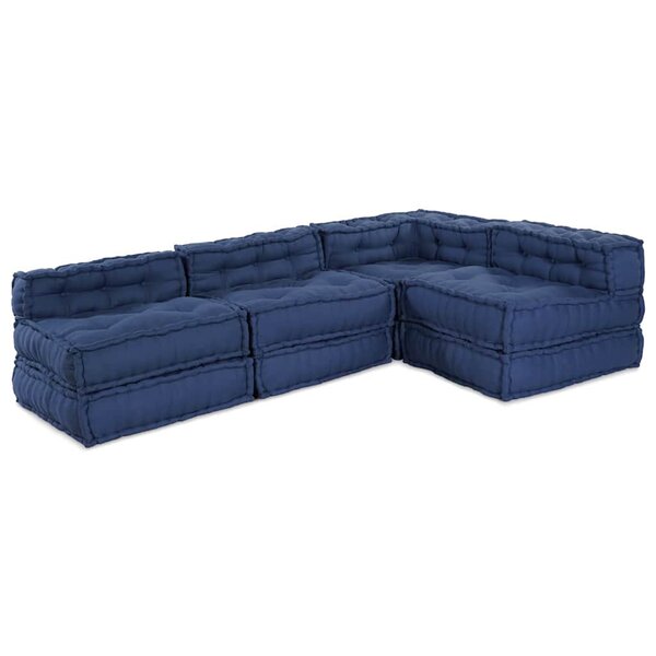 vidaXL Unité de canapé modulaire 4 Pièces Indigo Tissu