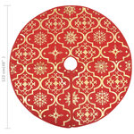 vidaXL Jupe de sapin de Noël de luxe avec chaussette Rouge 122cm Tissu