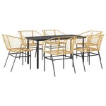 vidaXL Ensemble à manger jardin 7Pièces marron rpoly otin verre