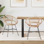 vidaXL Chaise de salle à manger 2 Pièces Naturel 49 x 51 x 81 cm