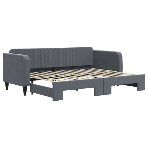 vidaXL Lit de jour avec gigogne sans matelas gris foncé 80x200 cm
