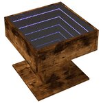 vidaXL Table basse avec LED chêne fumé 50x50x45 cm bois d'ingénierie